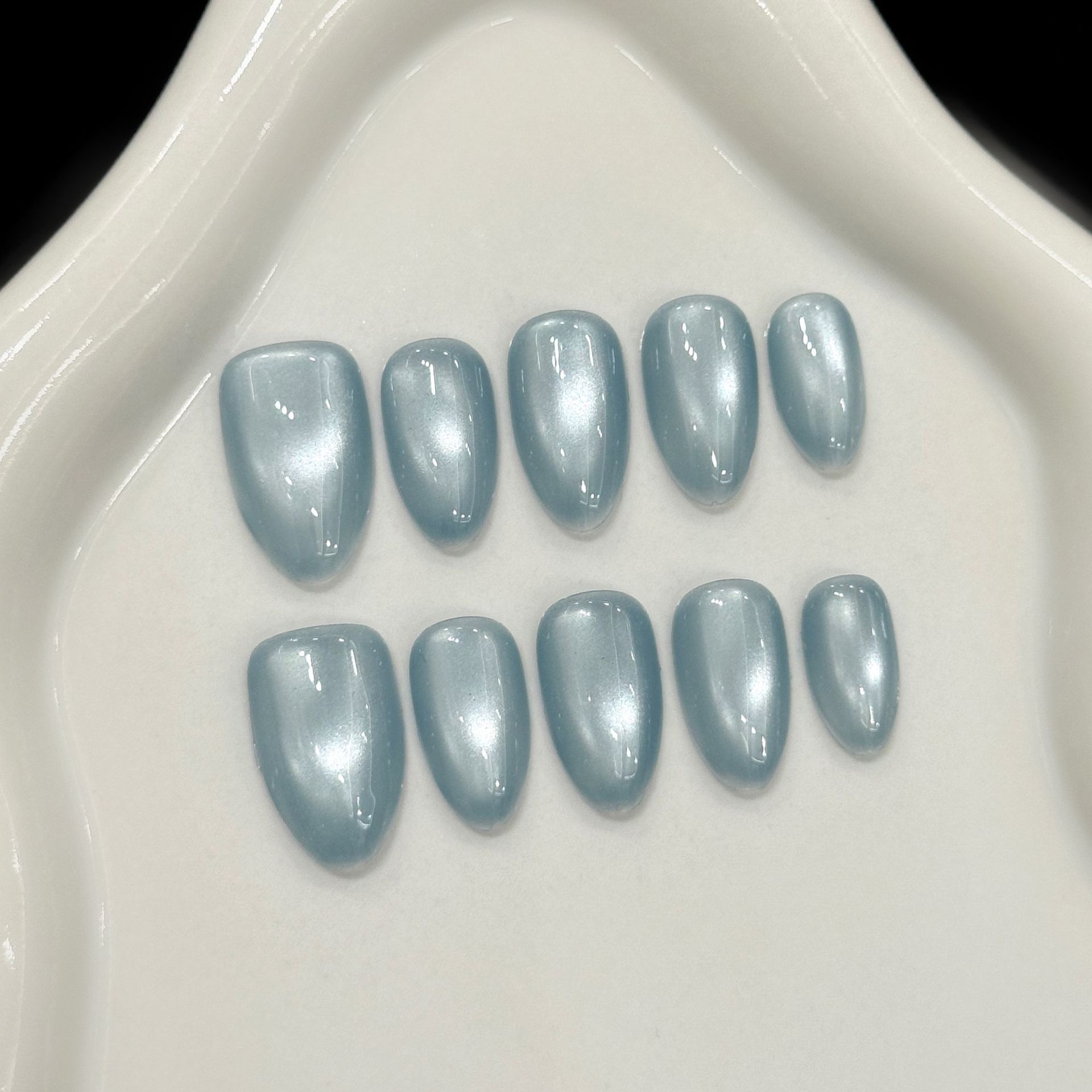 Nail Art Simple - 10 шт. синих накладных ногтей «кошачий