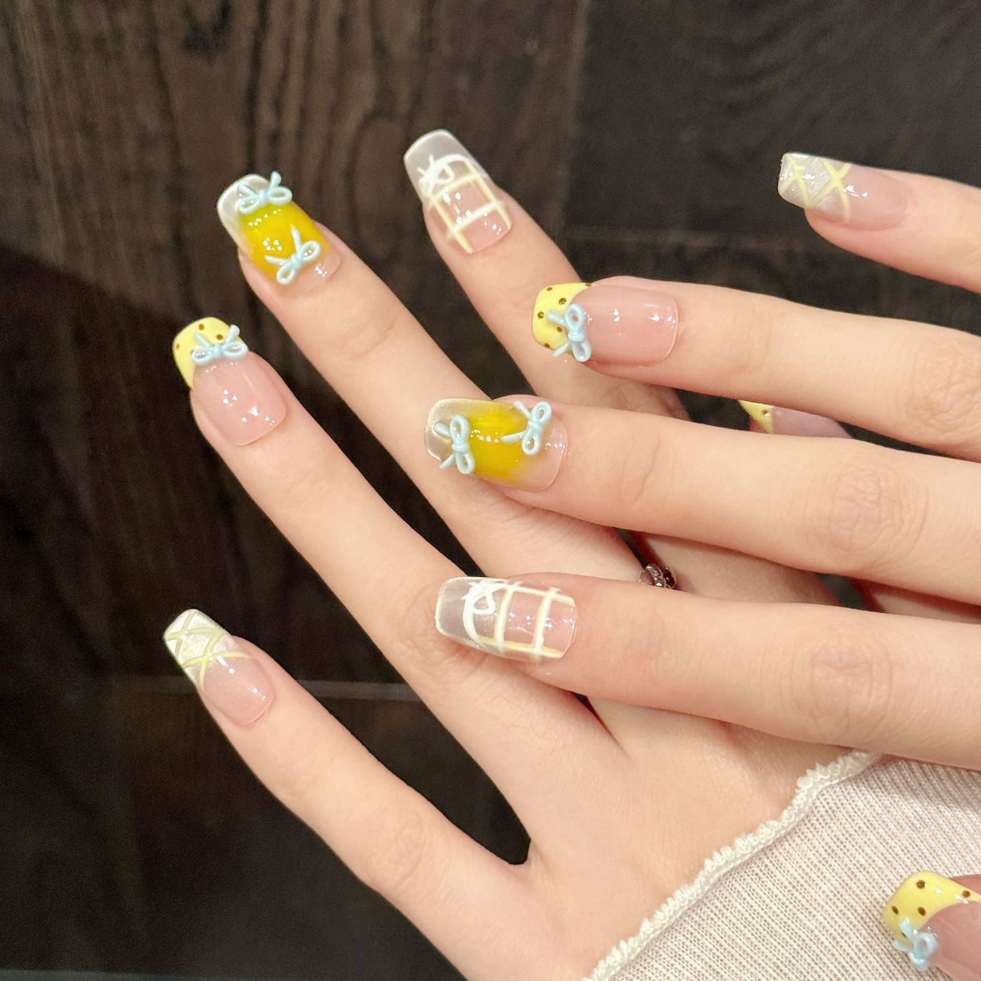 10 шт., милые кавайные накладн – обзор и цена Nail Art Yellow