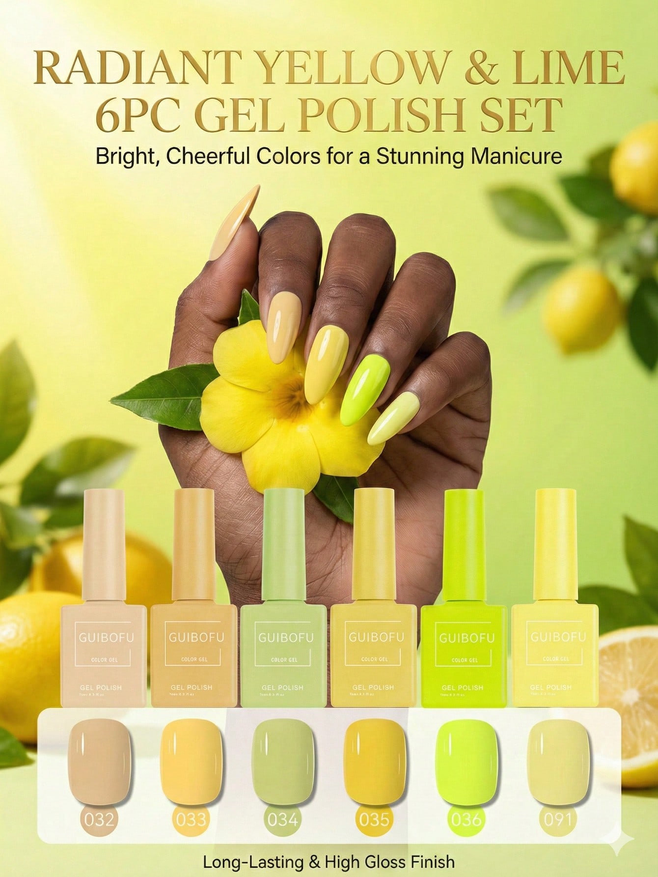 Набор из 6 штук, 15 мл, желтый – обзор и цена Nail Art Yellow